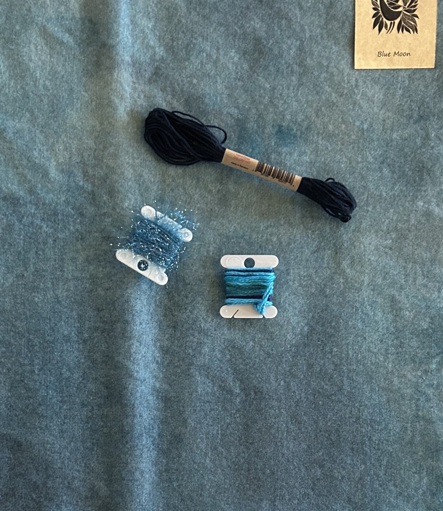 BLUE MOON Hand Dyed Fat Eighth and Coordinating Threads