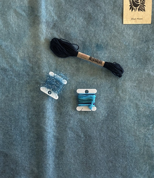 BLUE MOON Hand Dyed Fat Eighth and Coordinating Threads