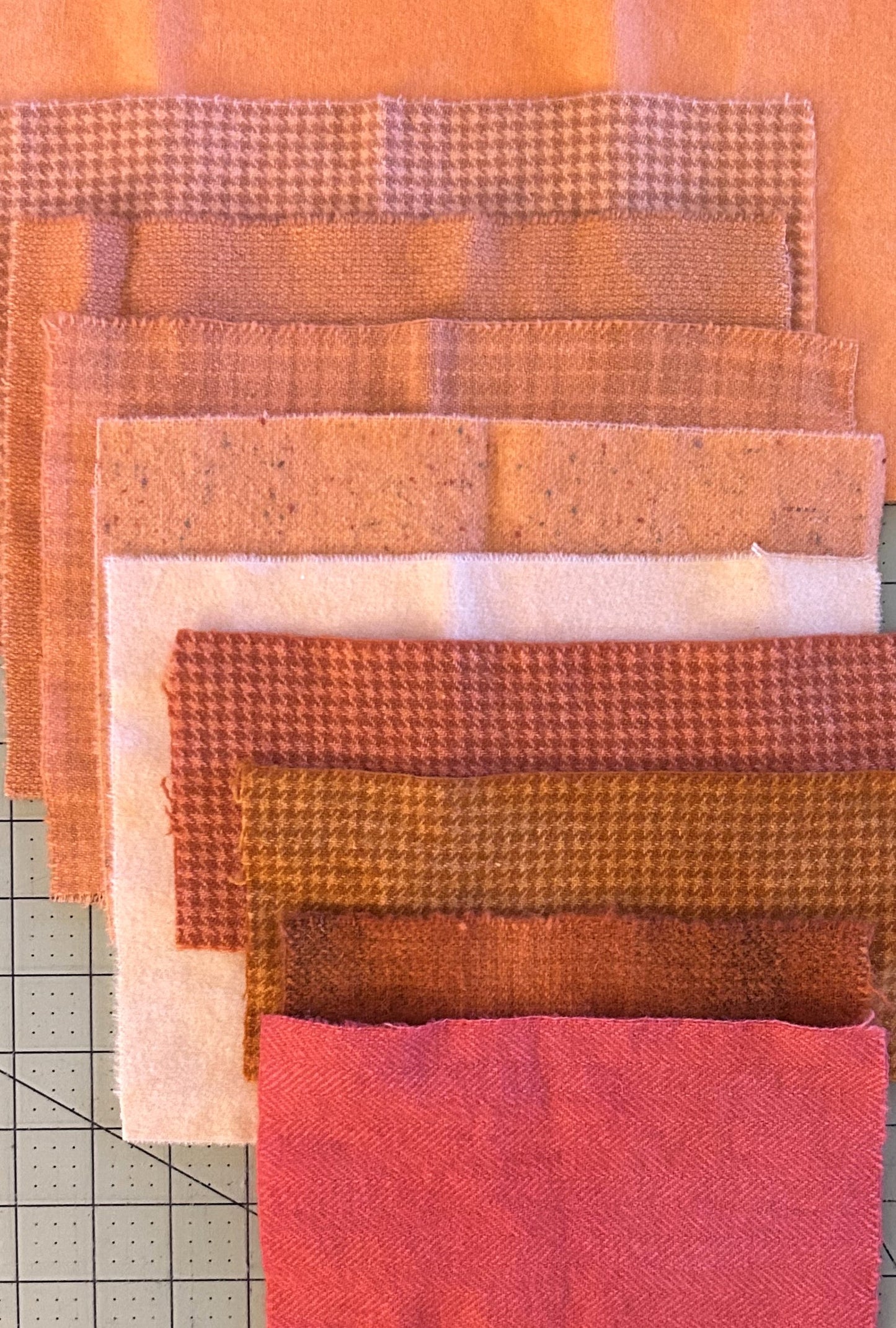 ORANGE- Hand Dyed Wool Scraps
