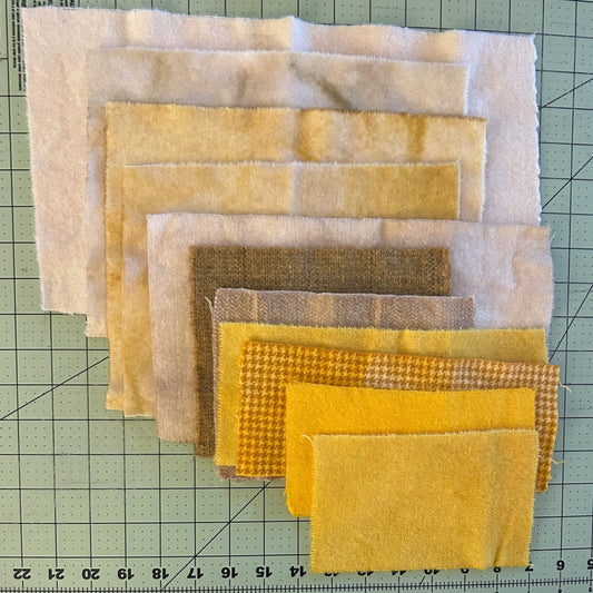 YELLOW and Gold Hand Dyed Wool Scraps for Wool Applique and Other Craft Projects