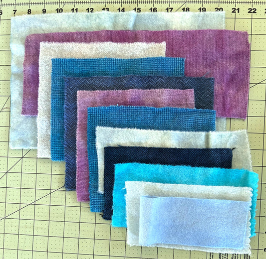 BLUE and PURPLE Hand Dyed Scraps