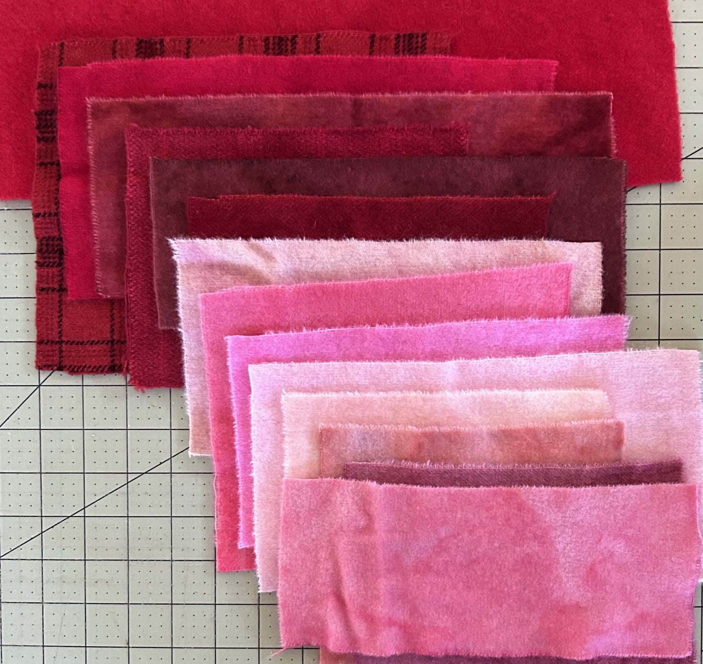 RED and PINK#1 - Hand Dyed Wool Scraps