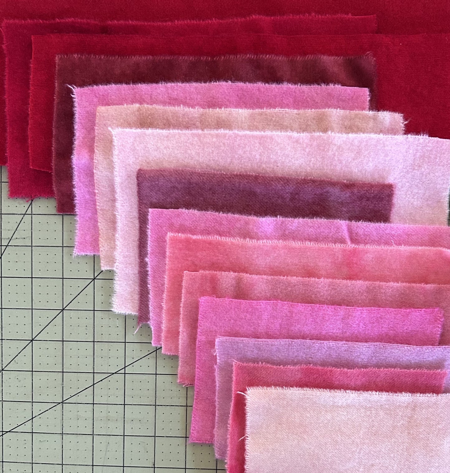 RED and PINK#2- Hand Dyed Wool Scraps
