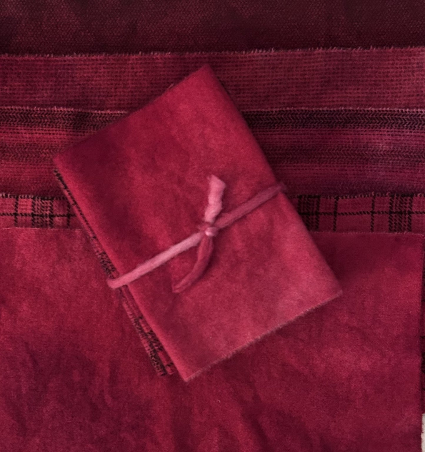 RED VELVET Hand Dyed Wool Bundle for Rug Hooking and Wool Applique