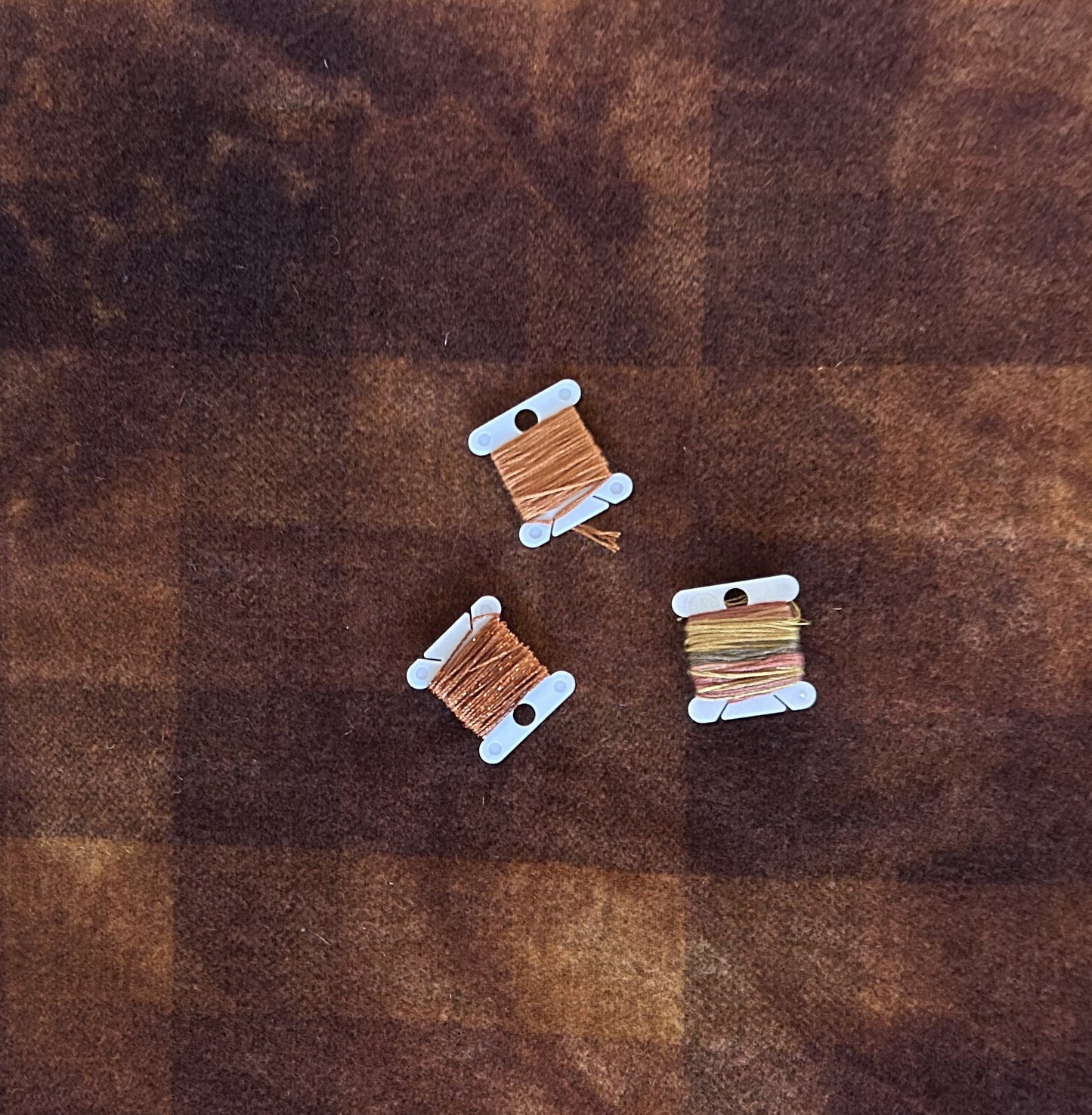 SQUIRRELS and NUTS Hand Dyed Fat Eighth Wool Fabric and Coordinating Threads