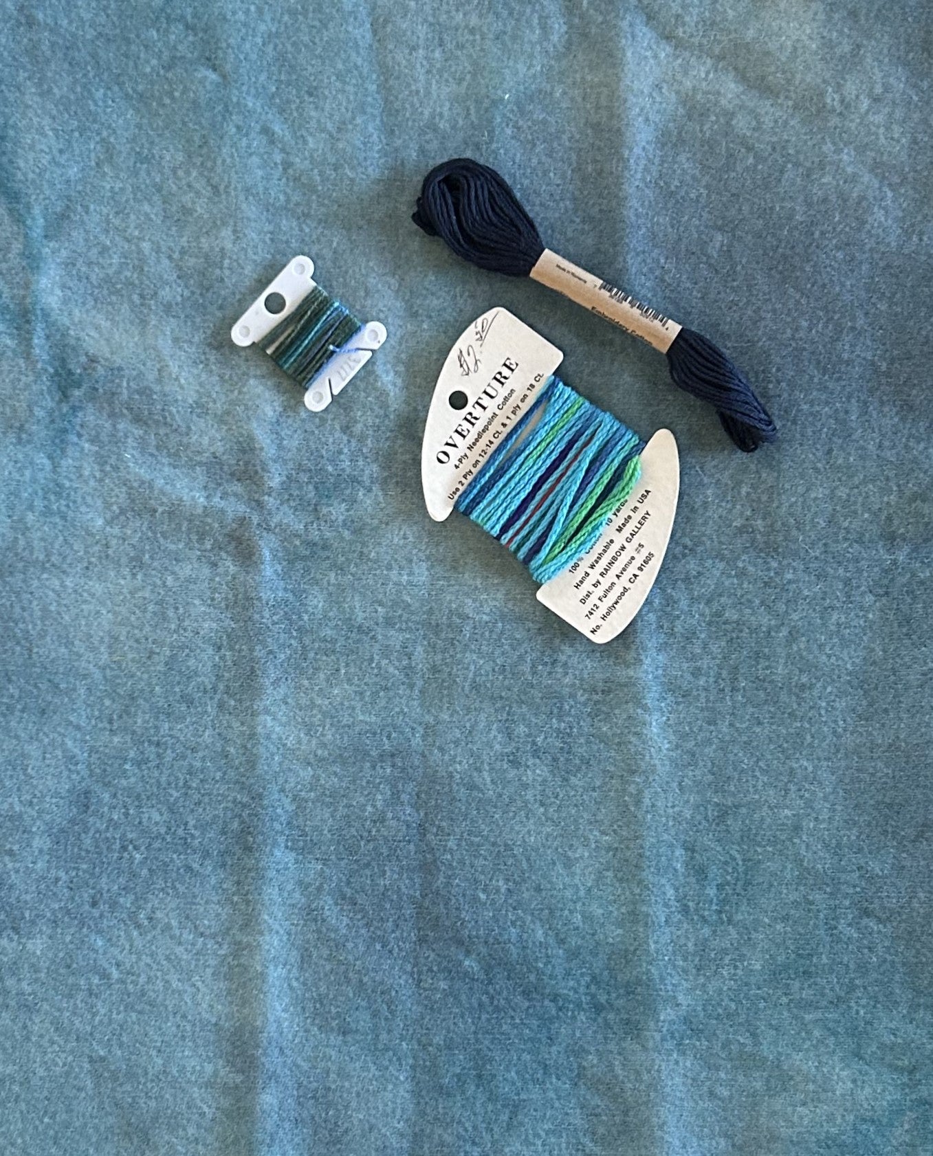 BLUE TEAL Hand Dyed Fat Eighth and Coordinating Threads