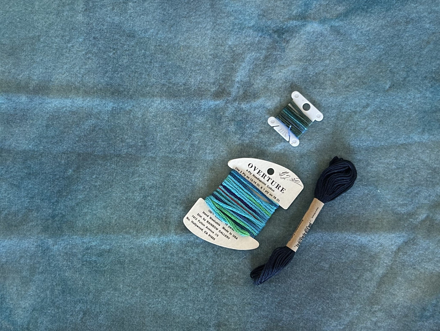 BLUE TEAL Hand Dyed Fat Eighth and Coordinating Threads