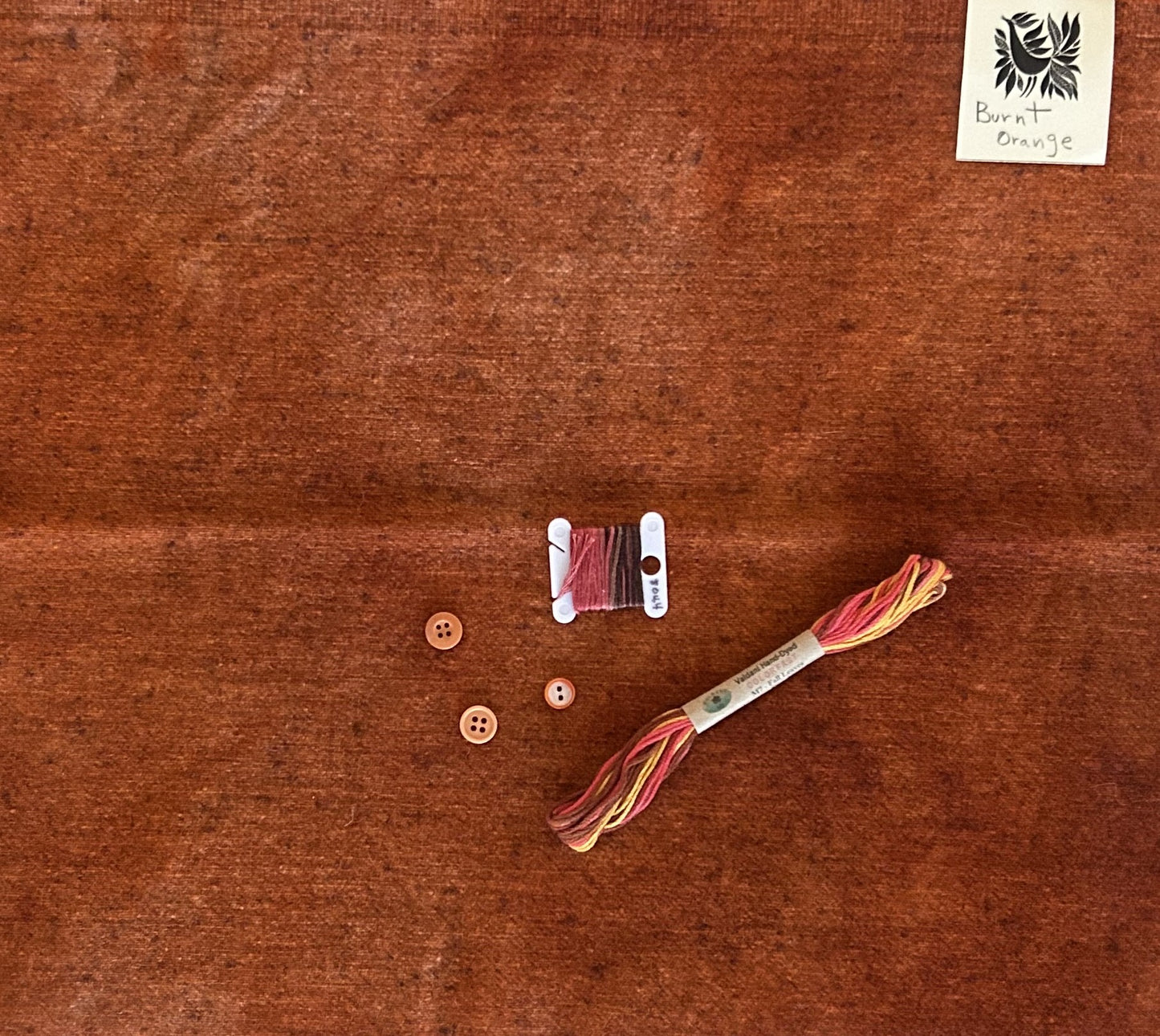 BURNT ORANGE Hand Dyed Fat Eighth and Coordinating Threads