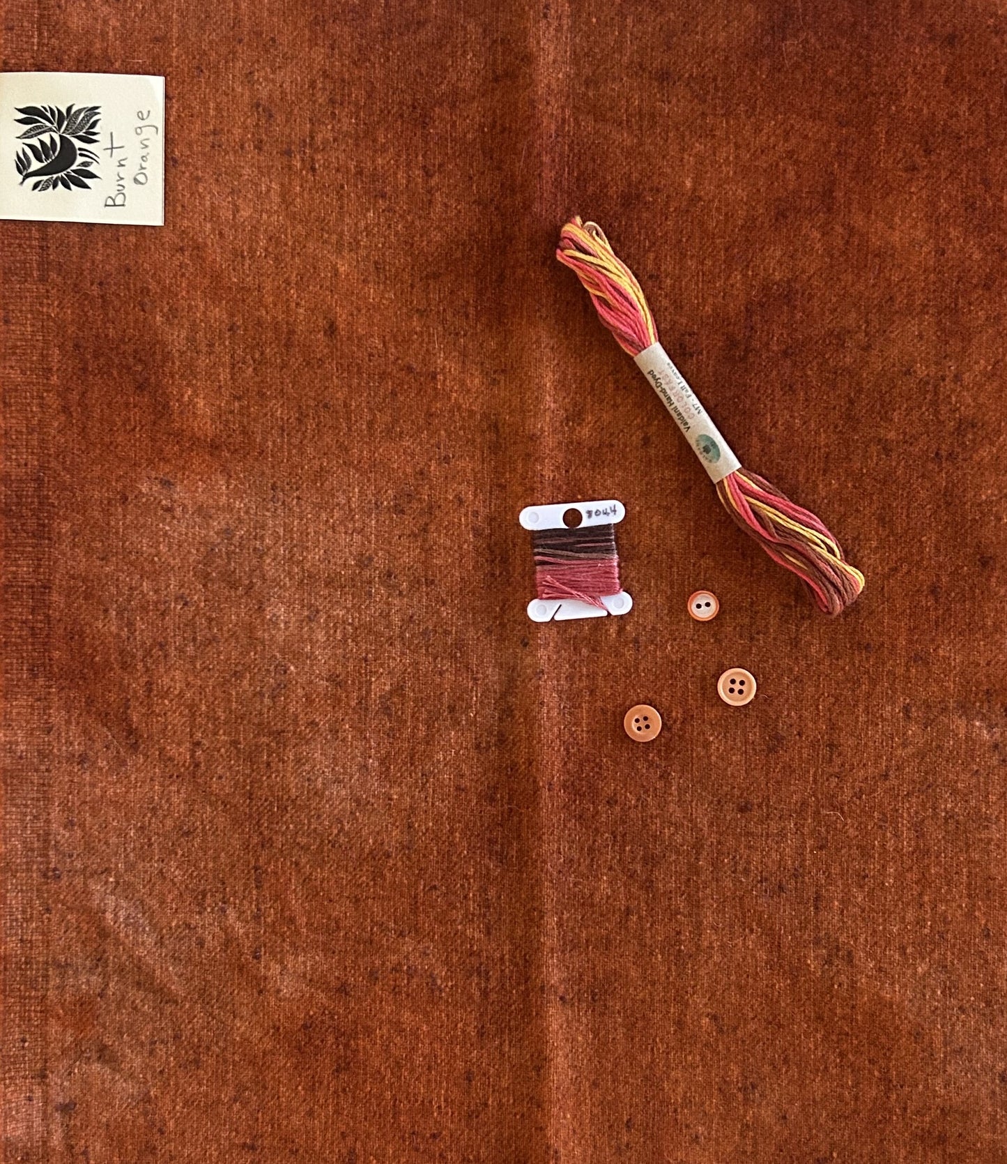 BURNT ORANGE Hand Dyed Fat Eighth and Coordinating Threads