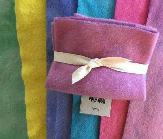 SPRING  Six Pack of Hand Dyed Wool Bundle for Rug Hooking & Wool Applique