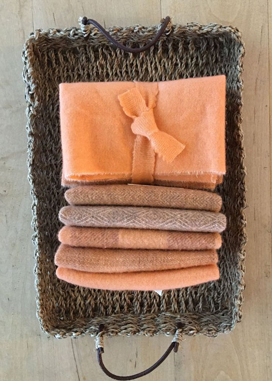 CANTALOUPE Hand Dyed Wool Bundle for Wool Applique and Rug Hooking