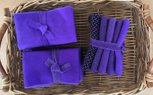 BRILLIANT VIOLET Hand Dyed Wool Bundle For Wool Applique and Rug Hooking