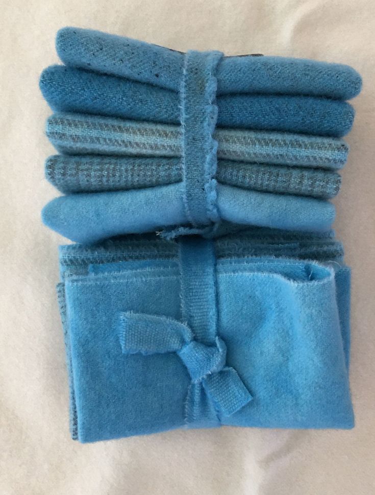 SKY BLUE Hand Dyed Wool Bundle for Wool Applique and Rug Hooking