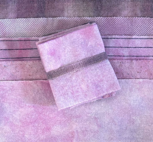 ROSE PINK Hand Dyed Wool Bundle for Primitive Rug Hooking and Wool Applique