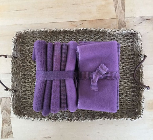 PLUM DANDY Hand Dyed Wool Bundle for Wool Applique and Rug Hooking