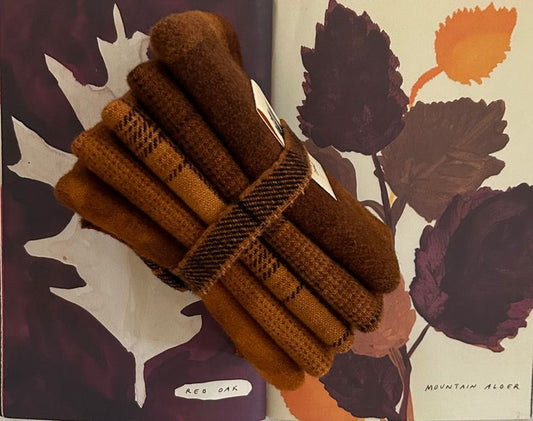 CARAMEL Hand Dyed Wool Bundle for Wool Applique and Rug Hooking