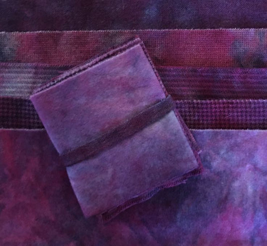 PURPLE MASH Hand Dyed Wool Bundle for Wool Applique and Rug Hooking