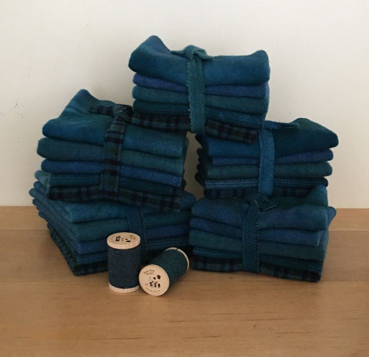 TAPESTRY BLUE Hand Dyed Wool Bundle Wool Applique and Rug Hooking