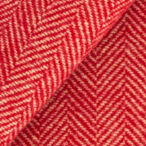 RED and White Herringbone Mill Dyed Wool Fabric for Wool Projects