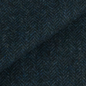BLACK and Dark Blue  Herringbone Fat Quarter Yard, Mill Dyed Felted Wool Fabric