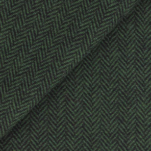 BLACK and Pine Green  Herringbone Fat Quarter Yard, Mill Dyed Felted Wool Fabric