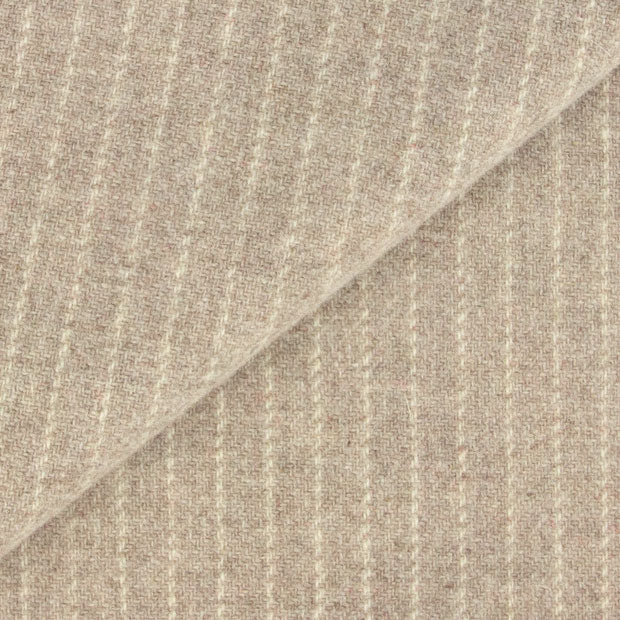 Oatmeal Heather with White Stripes Premium Mill Dyed Wool