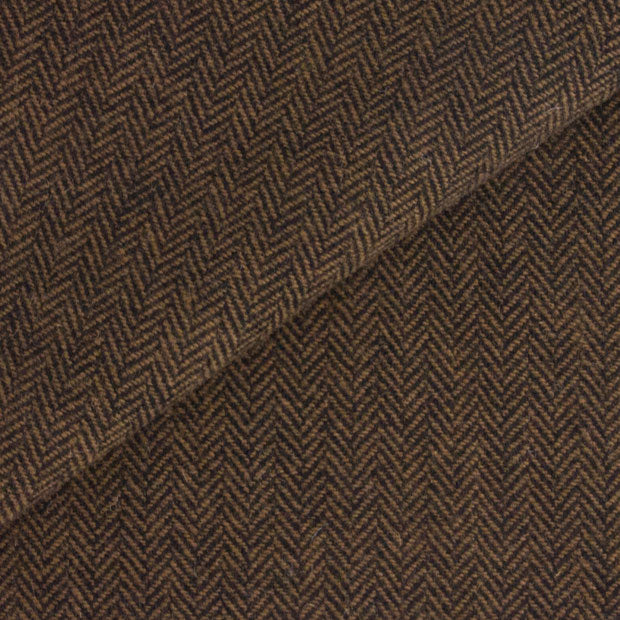 BLACK and BROWN Herringbone Fat Quarter Yard, Mill Dyed Felted Wool Fabric
