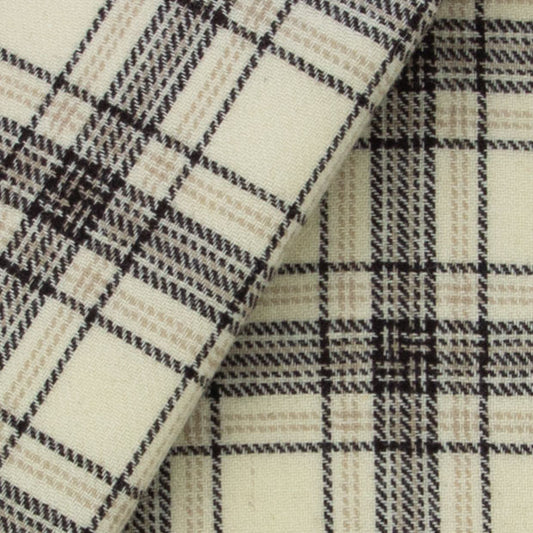 BROWN PLAID Fat Quarter Yard, Felted Wool Fabric for Rug Hooking, Wool Applique & Crafts