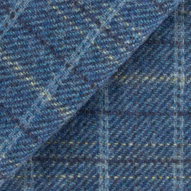Navy Plaid with Touch of Gold Mill Dyed Wool for Rug Hooking and Appliqué