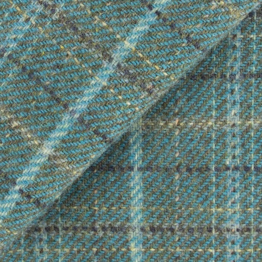 Teal Plaid with Touch of Gold Mill Dyed Wool