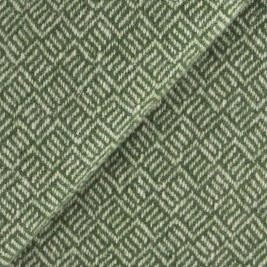 GREEN and Cream Geometric Fat Quarter Yard, Felted Wool Fabric for Rug Hooking, Wool Applique & Crafts