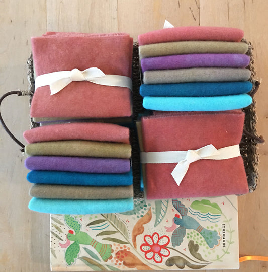 DESERT Six Pack of Hand Dyed Wool Bundle for Rug Hooking & Wool Applique