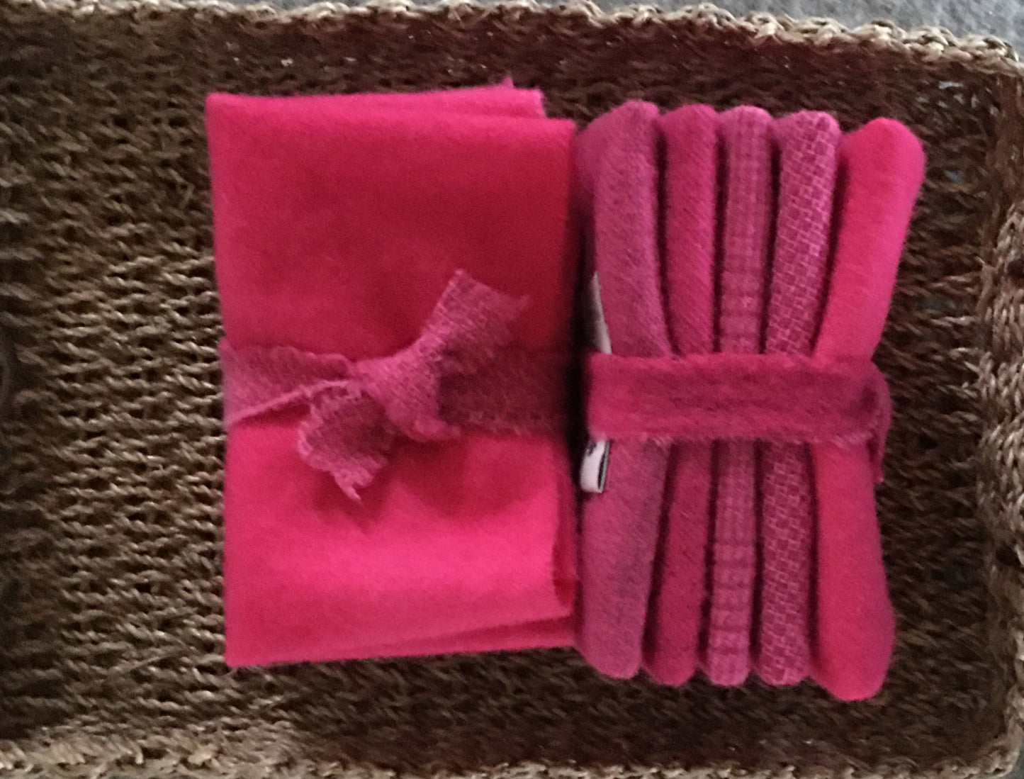 MAGENTA Hand Dyed Wool Bundle for Wool Applique and Rug Hooking