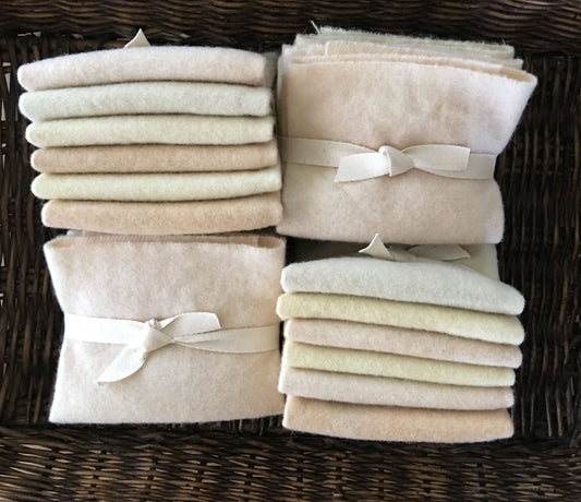 VINTAGE LACE Six Pack of Hand Dyed Wool Bundle for Rug Hooking & Wool Applique