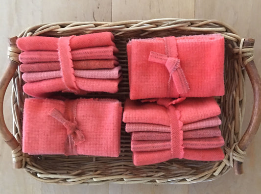 POPPY Hand Dyed Wool Bundle for Rug Hooking and Wool Applique.