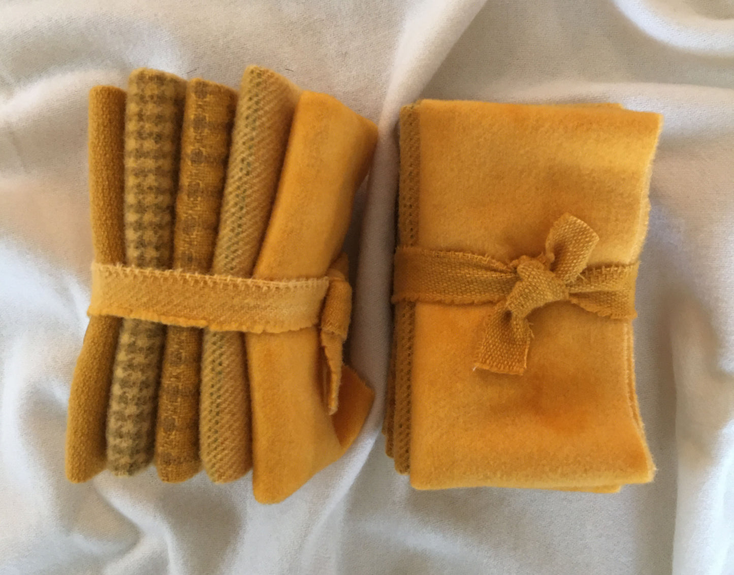 MUSTARD Hand Dyed Wool Bundle for Wool Applique, Rug Hooking, Rug Braiding and Wool Crafting