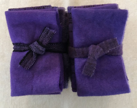 DEEP PURPLE Hand Dyed Wool Bundle for Wool Applique and Rug Hooking