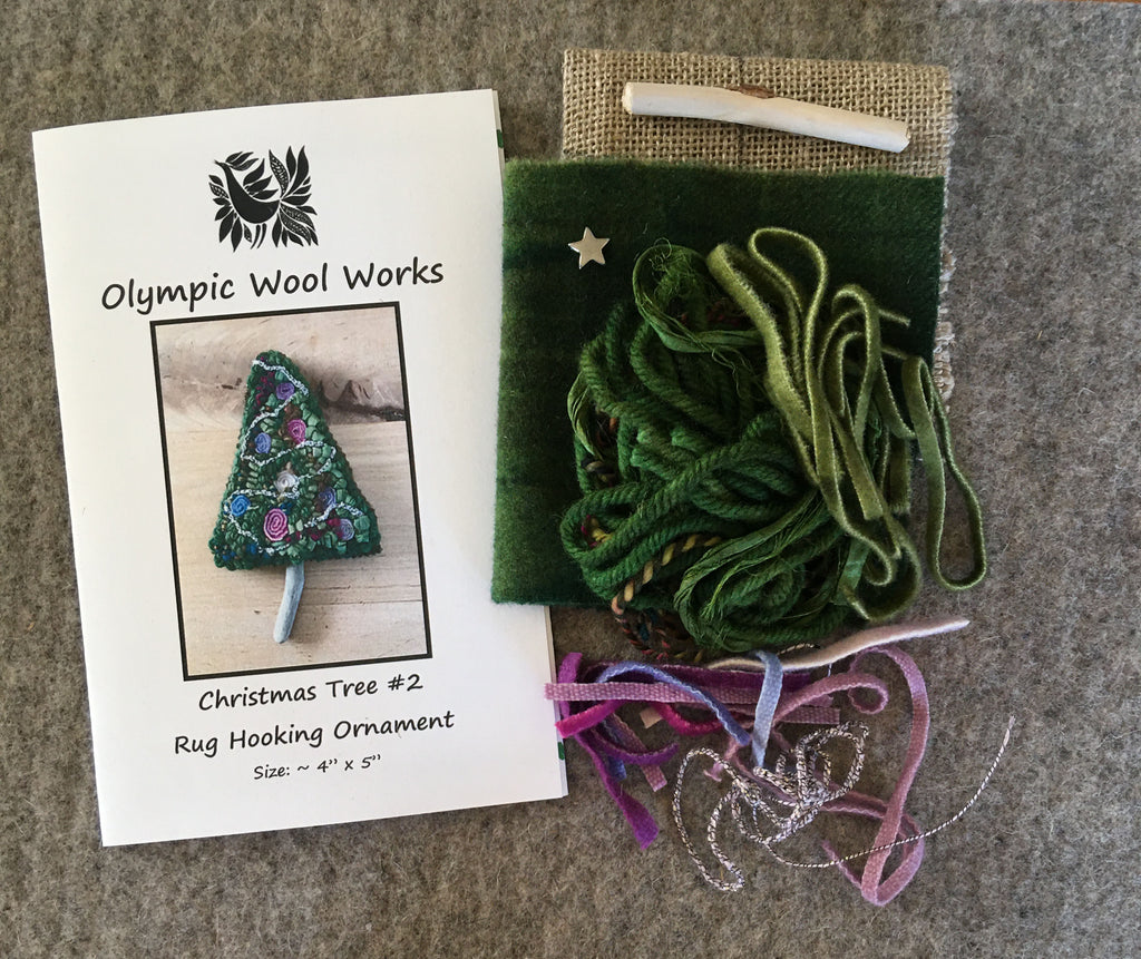 CHRISTMAS TREE Green Ornament, A Rug Hooking Kit – Olympic Wool Works