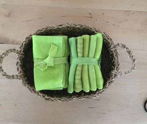 KEY LIME Hand Dyed Wool Bundle for Wool Applique and Rug Hooking