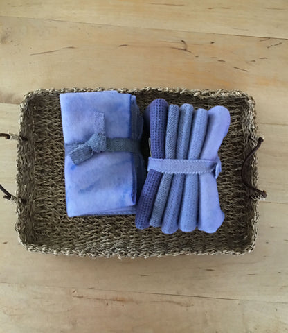 PERIWINKLE Hand Dyed Wool Bundle for Rug Hooking and Wool Applique