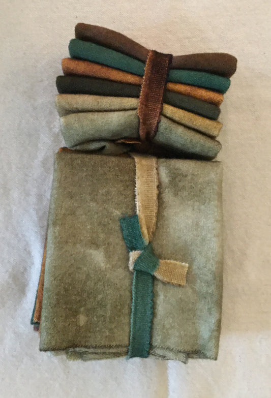 FOREST Six Pack of Hand Dyed Wool Bundle for Rug Hooking & Wool Applique