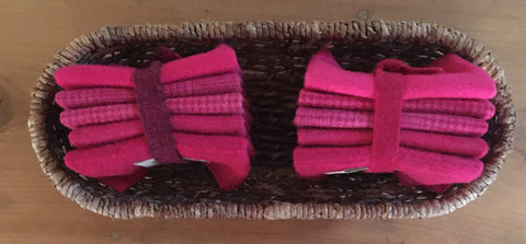 MAGENTA Hand Dyed Wool Bundle for Wool Applique and Rug Hooking