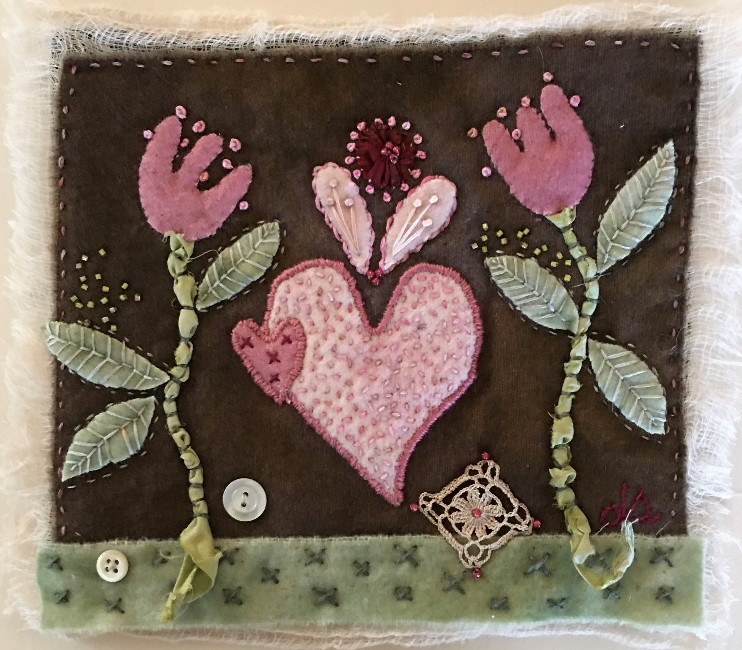 TWO HEARTS Wool Applique Kit Olympic Wool Works