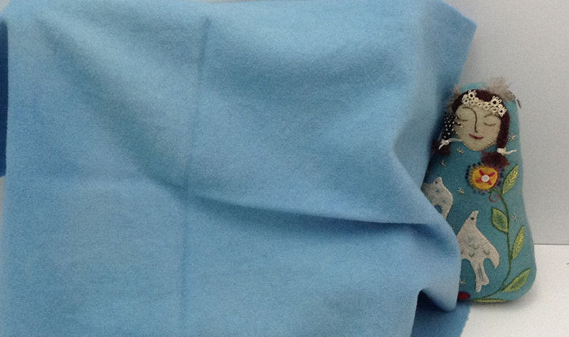 BABY BLUE EYES Hand Dyed Wool Fabric for Wool Applique and Rug Hooking