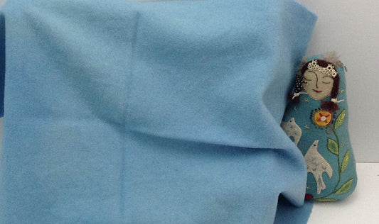 BABY BLUE EYES Hand Dyed Wool Fabric for Wool Applique and Rug Hooking