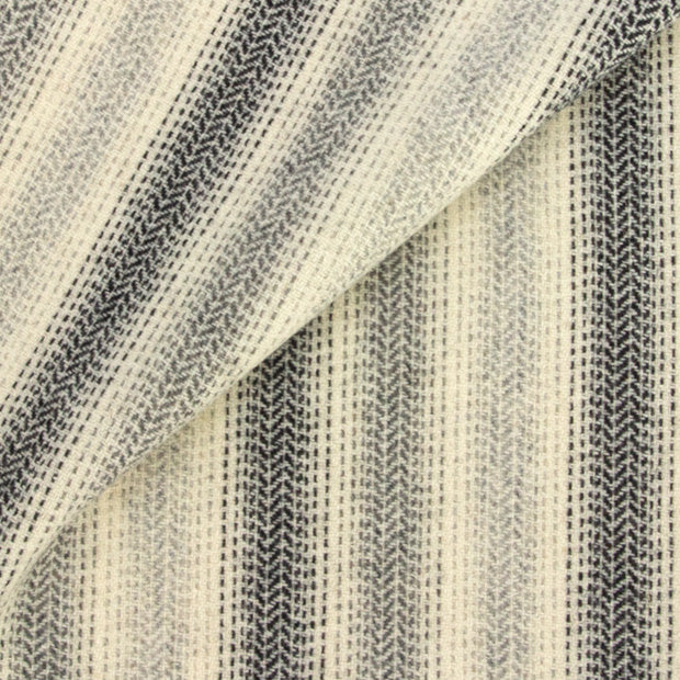 Grey and Black Ombre Stripes Fat Quarter Yard, Felted Mill Dyed Wool Fabric