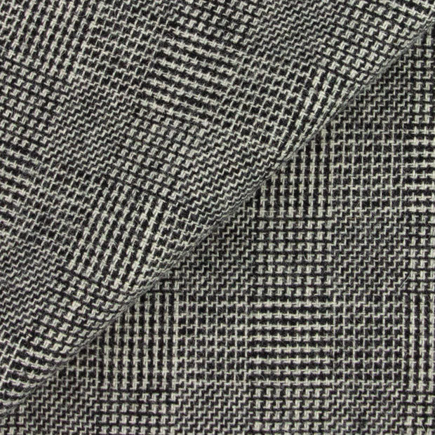 Black & White Mini Glen Plaid Fat Quarter Yard, Felted Wool Fabric